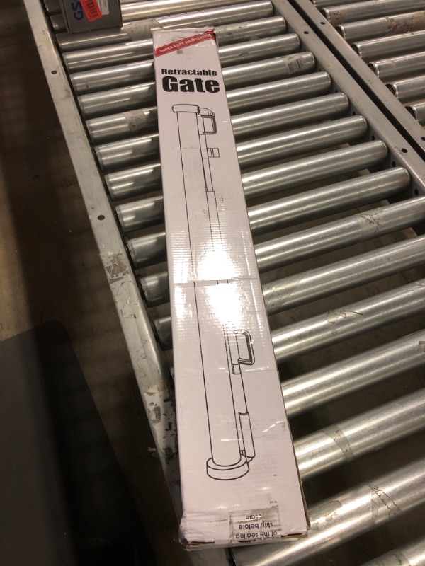 Photo 1 of 75 Inch Retractable Baby Gates for Wide Openings Retractable Dog Gate Indoor Extra Long Baby Gate Outdoor Extra Large Dog Gate Extra Wide Baby Gate for Stairs Dog Gates for Doorways, Porches, Gray Gray (35" Tall x 75" Wide)