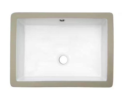 Photo 1 of 20 in. x 14 in. Rectangular Undermount Porcelain Ceramic Bathroom Sink in White
