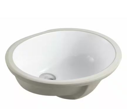 Photo 1 of 19-1/2 in. x 16 in. Oval Undermount Vitreous Glazed Ceramic Lavatory Vanity Bathroom Sink Pure White
