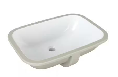 Photo 1 of 22.4 in. Ceramic Rectangular Undermount Bathroom Sink in White with Overflow Drain
