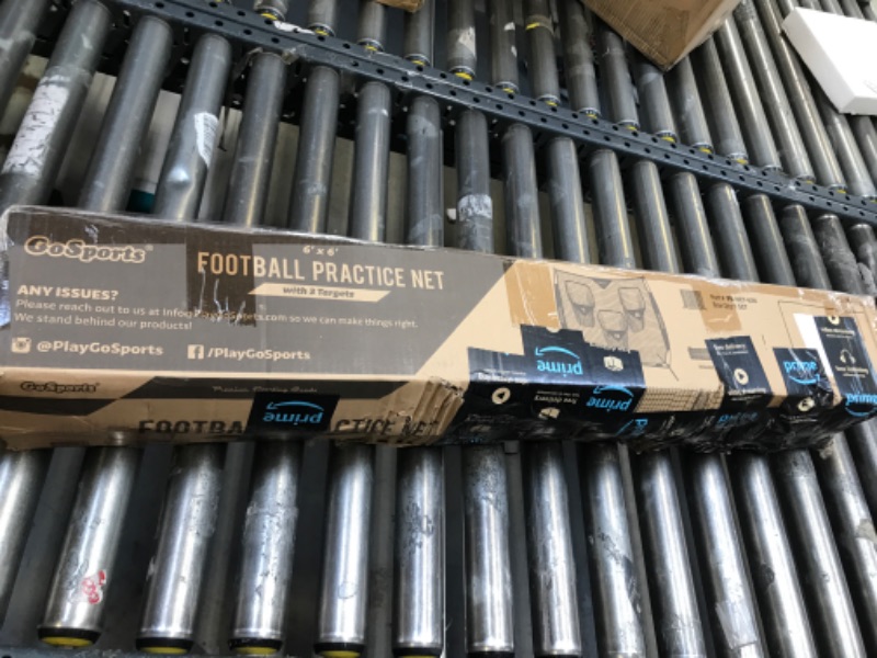 Photo 1 of GoSports Football Training Target Net - Improve QB Throwing Accuracy - Includes Foldable Bow Type Frame and Portable Carry Case - Choose Your Size 6' x 6' Football Net