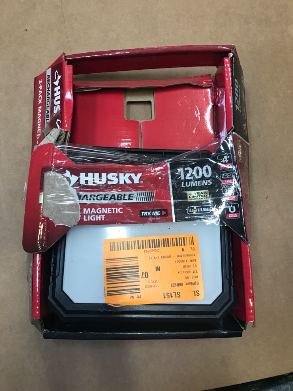 Photo 2 of 2-Pack Husky 1200-Lumen Rechargeable Magnetic Utility Light
