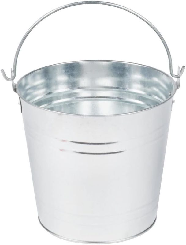 Photo 1 of American Metalcraft PTUB87 Natural Galvanized Steel Pail with Handle, 1.16-Gallon, 8" Diameter, Silver
