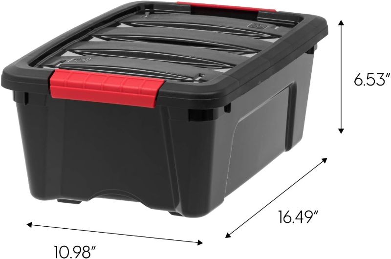 Photo 1 of  Plastic Storage Bin with Lid and Secure Latching Buckles, Black
