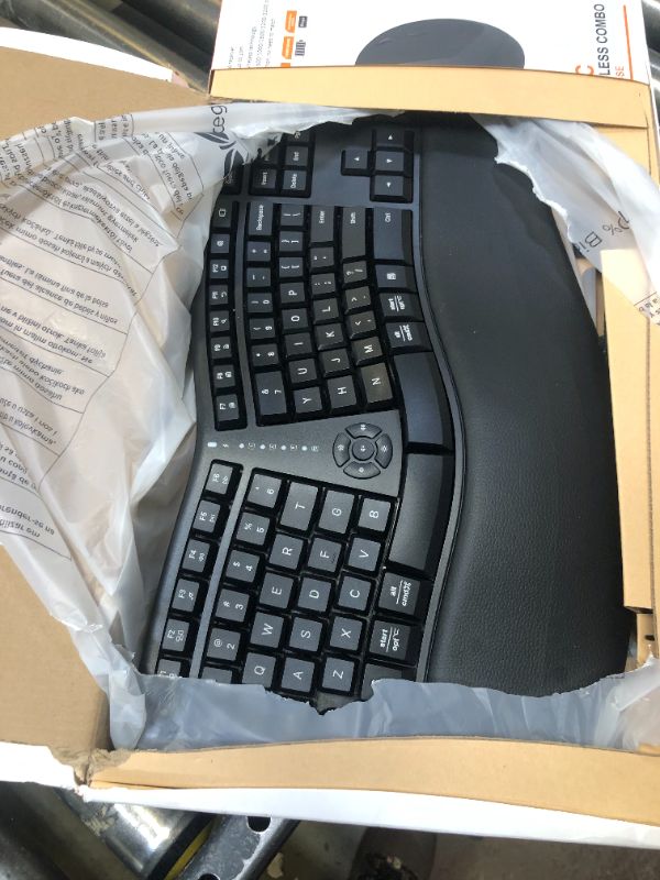 Photo 2 of MEETION Ergonomic Wireless Keyboard and Mouse, Ergo Keyboard with Vertical Mouse, Split Keyboard with Cushioned Wrist, Palm Rest, Natural Typing, Rechargeable, Full Size, Windows/Mac/Computer/Laptop