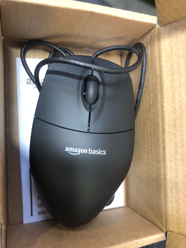 Photo 2 of Amazon Basics 3-Button Wired USB Computer Mouse, Black Single Wired Mouse