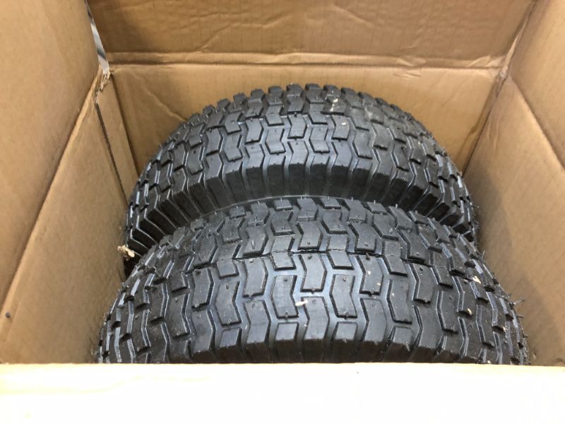 Photo 2 of DOUBLE BRIDGE 2 Pack 13x5.00-6 Lawn Tractor Pneumatic Wheel,Wheelbarrow tire Turf Tread,3.075" hub Length with Steel Rim,Flange ID 0.76''