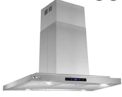 Photo 1 of 36 in. 350 CFM Convertible Island Mount Range Hood with LED Lights in Stainless Steel, Touch Control and Carbon Filters
