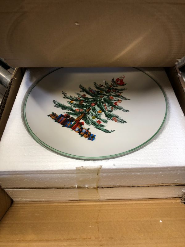 Photo 3 of 16 Piece Christmas Dishes Dinnerware sets, Christmas Tree Ceramic Dinnerware Set with Green Trim, Christmas Porcelain Dinnerware Set, Set for 4 for Christmas Xmas