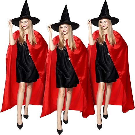 Photo 1 of Hercicy 3 Pcs Halloween Witches Cape for Adult Witches Wizard Cloak Vampires Costume for Halloween Cosplay Carnival Party
