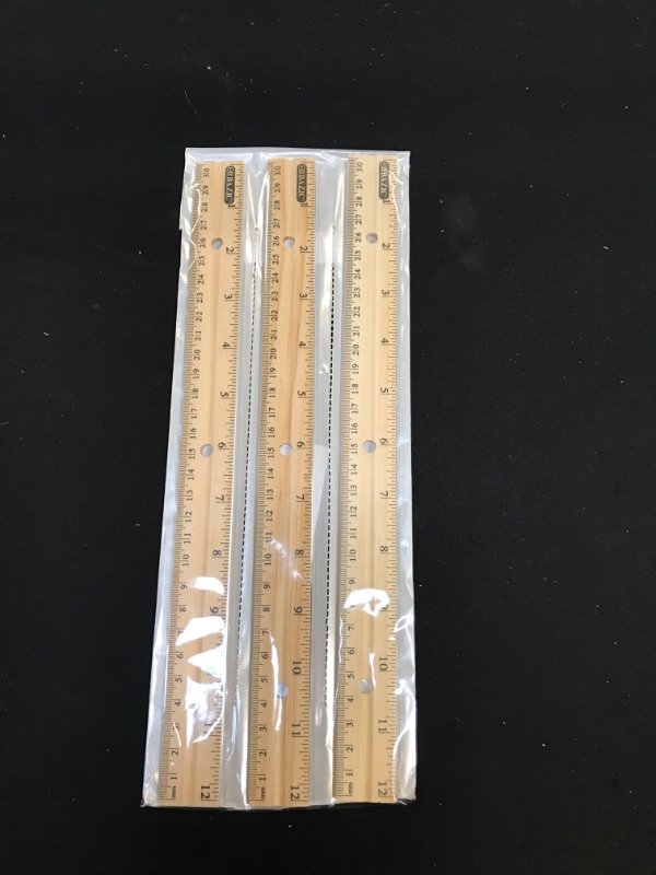 Photo 2 of Bazic 306-24 12 in. 30cm Wooden Ruler- Pack of 3