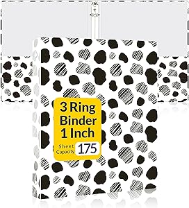 Photo 1 of 3 Ring Binder 1 Inch, SUNEE Cute Binder with 2 Pockets, Decorative Zebra Dot Three Ring Binder Heavy Duty (Fit 8.5x11 Inches) for School Supplies, Office Binder Supplies