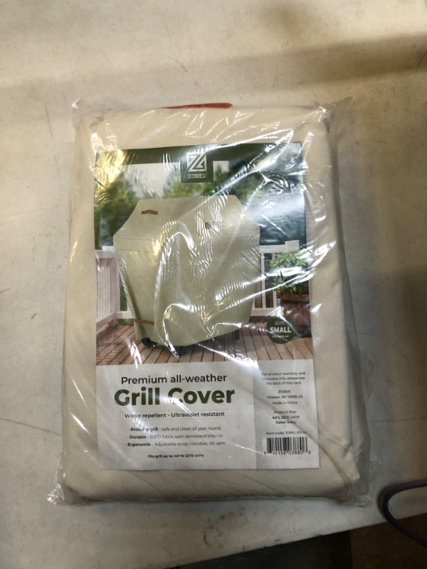 Photo 2 of Zober BBQ Grill Cover - 44 Inch Waterproof Double Layered Fits Weber Gas Grill Cover Charbroil Grill & Smoker - Gas Grill Covers w/Air Vents, Dual Handles - 600D Oxford Fabric, Cream 44 Inch Cream