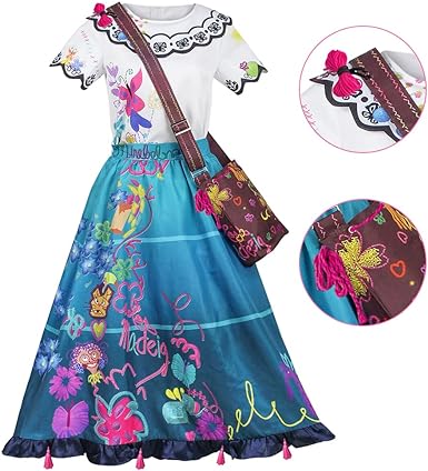 Photo 1 of Lilycos Unisex Bruno Cosplay Costume Adult Mirabel Dress Isabela Madrigal Dress Princess Dress Outfits for Women Girls SIZE 7t