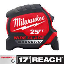 Photo 1 of 25 ft. x 1-5/16 in. Wide Blade Magnetic Tape Measure with 17 ft. Reach
