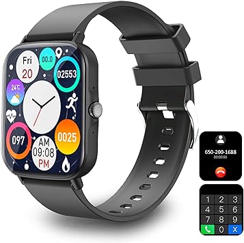 Photo 1 of Hongmed Smart Watch Bluetooth Phone Make/Answer Calls, Fitness Watch Android Phones IPhone Compatible, IP67 Waterproof Pedometer Activity Tracker Temperature Heart Rate Monitor For Men Women Black