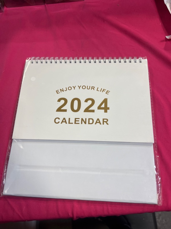 Photo 2 of Galiejar Small Desk Calendar 2023-2024, (8.2x7") 18 Monthly Standing Flip Desktop Calendar,from Jul. 2023 to Dec. 2024 (White)
