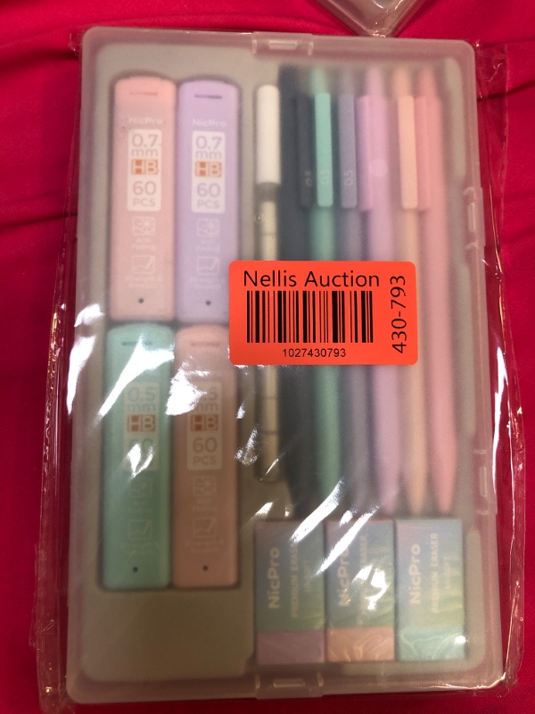 Photo 2 of Nicpro 6PCS Pastel Mechanical Pencil Set, 0.5 & 0.7 mm with 6 Tubes HB Lead Refill, 3PCS Eraser and 9PCS Eraser Refill for Student Writing Drafing, Drawing, Sketching-with Cute Case