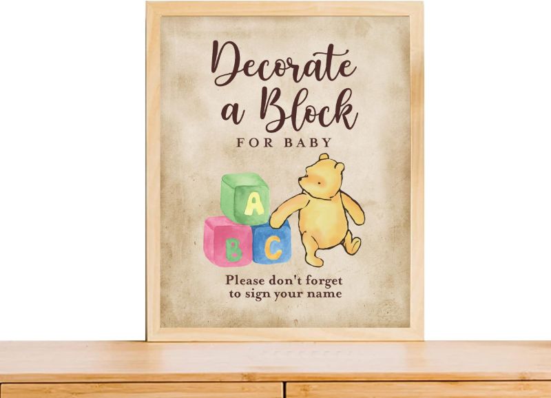 Photo 1 of Unframed Winnie Centerpieces For Tables Decorate A Block For Baby Table Sign Pooh Baby Shower Decorations Boys Girls Birthday Supplies Favors