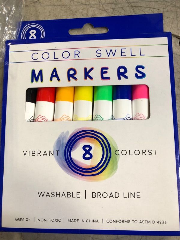 Photo 2 of Color Swell Washable Markers With 8 Vibrant Colors Are Perfect for Teachers, Kids, Parties, and Classrooms