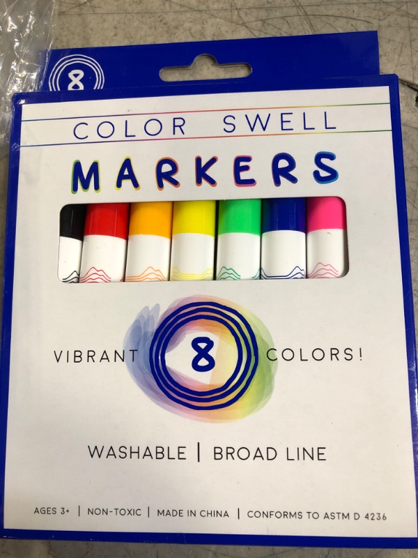 Photo 1 of Color Swell Washable Markers With 8 Vibrant Colors Are Perfect for Teachers, Kids, Parties, and Classrooms