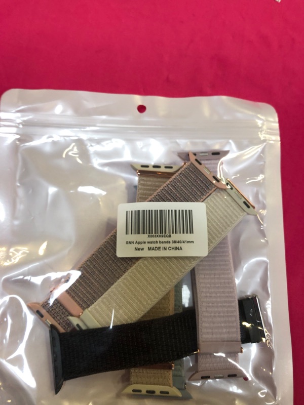 Photo 2 of 6 Pack Sport Loop Nylon Band Compatible with Apple Watch Bands 40mm 38mm 41mm 44mm 45mm 42mm 49mm Women Men,Stretchy Elastic Braided Strap Replacement Wristband for iWatch SE Ultra Series 8 7 6 5 4 3 2 1 Black/Pink Sand/Starlight/Milk Tea/Light Purple/Suc