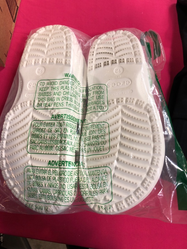 Photo 3 of Crocs Adult WHITE  Classic Clogs
SIZE 12 MEN 