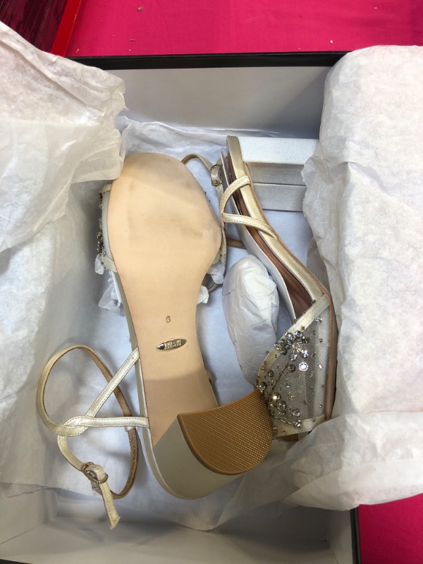 Photo 3 of Badgley Mischka Women's Blaine Heeled Sandal 9 Ivory Satin