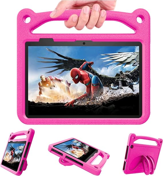 Photo 1 of All-New Fire 7 Tablet case(2022 Release),Fire 7 Tablet case for Kids, Riaour Light Weight Shockproof Kid-Proof Protective Cover with Handle Built-in Foldable Kickstand for Amazon fire 7 Tablet,Rose
