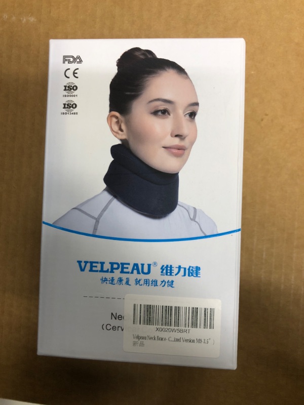 Photo 2 of VELPEAU Neck Brace for Neck Pain and Support - Soft Cervical Collar for Sleeping - Vertebrae Whiplash Wrap Aligns,Stabilizes & Relieves Pressure in Spine for Women & Men(Stabilized, Grey, Medium 3.5?) 3.5 Inch (Pack of 1) M