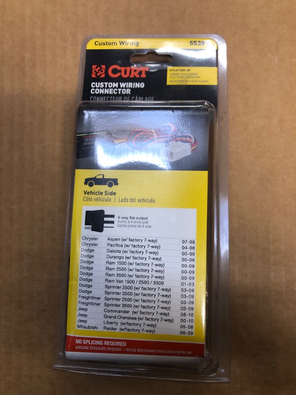 Photo 2 of Curt Manufacturing 55381 Vehicle-Side Custom 4-Pin Trailer Wiring Harness,Fits Select Chrysler,Dodge,Jeep,Mitsubishi Vehicles with OEM Tow Package