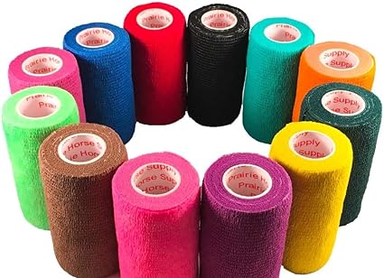 Photo 1 of 3 Inch Vet Wrap Tape Bulk (Assorted Colors) (Pack of 6) Self Adhesive Adherent Adhering Flex Bandage Grip Roll for Dog Cat Pet Horse
