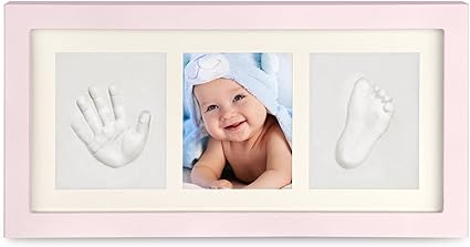 Photo 1 of Baby Hand and Footprint Kit, Baby Keepsake Registry for Newborn Boys, Girls, Babyprints Photo Frame, New Mom Baby Shower Gifts, Mother’s Day Gift, Modern Baby Nursery Wall Decor (Pink)
