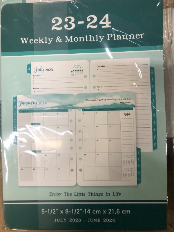 Photo 1 of 2023-2024 Planner Refills - Planner Refills 2023-2024 from July 2023 - June 2024, A5 Planner Inserts 2023-2024, 5.5 x 8.5 inch, 7 Holes, 2023-2024 Weekly & Monthly Planner Refills, A5 Planner Refills - Green