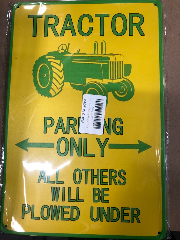 Photo 2 of Tractor Parking Only All Others Will Be Plowed Under Vintage Metal Sign 8 X 12 Inch-TIN030