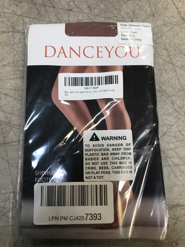 Photo 2 of DANCEYOU Slight Shimmery Footed Tights Girls and Women Size Sparkly Skin Tone Toast for Costume, Dance and Daily Dressing X-Large Toast