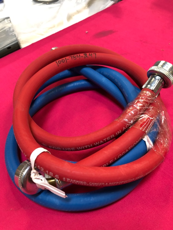 Photo 2 of 3/4 in. FHT x 3/4 in. FHT x 72 in. High Burst Washing Machine Fill Hose Pair
