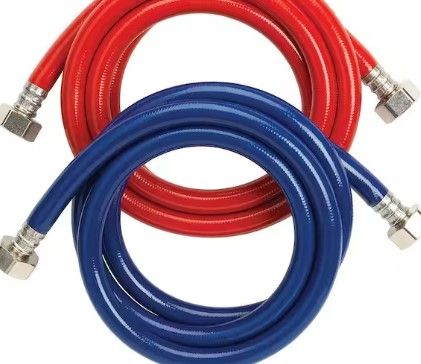 Photo 1 of 3/4 in. FHT x 3/4 in. FHT x 72 in. High Burst Washing Machine Fill Hose Pair
