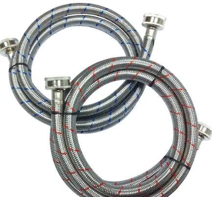 Photo 1 of 3/4 in. FHT x 3/4 in. FHT x 60 in. Stainless Steel Washing Machine Supply Line (2-Pack)
