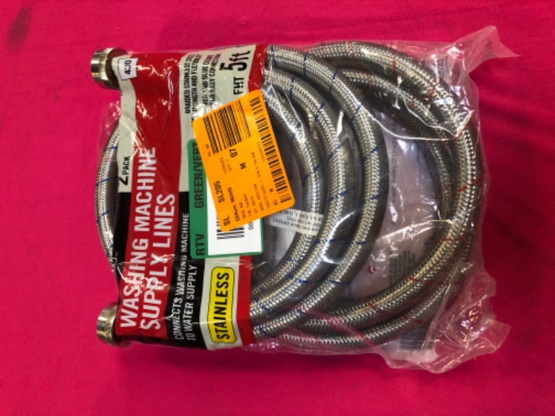 Photo 2 of 3/4 in. FHT x 3/4 in. FHT x 60 in. Stainless Steel Washing Machine Supply Line (2-Pack)
