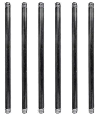 Photo 1 of 1/2 in. x 16 in. Black Industrial Steel Grey Plumbing Pipe (6-Pack)
