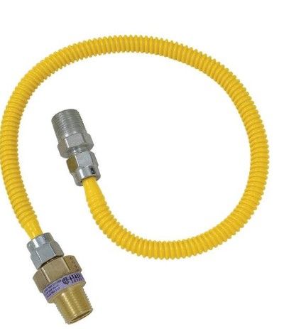 Photo 1 of 1/2 in. MIP x 3/8 in. FIP x 24 in. Stainless Steel Gas Connector w/Safety+Plus2 Thermal Excess Flow Valve (36,800 BTU)
