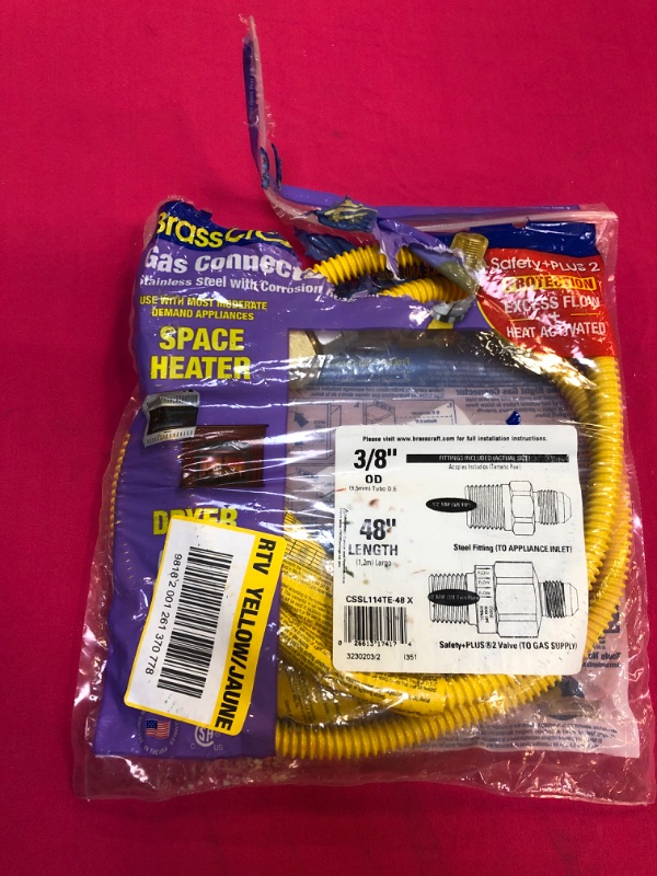 Photo 2 of 1/2 in. MIP x 1/2 in. MIP x 48 in. Gas Connector (3/8 in. O.D.) with Safety+Plus2 Thermal Excess Flow Valve (28,300 BTU)