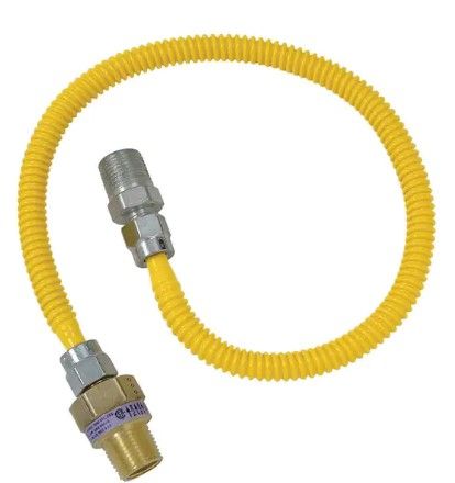 Photo 1 of 1/2 in. MIP x 3/8 in. Flare x 36 in. Stainless Steel Gas Connector w/Safety+Plus2 Thermal Excess Flow Valve (33,400 BTU)
