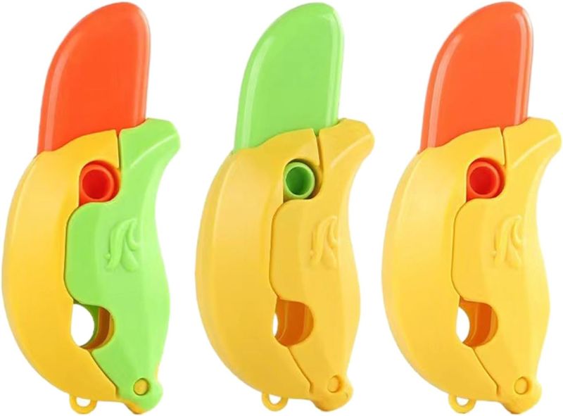 Photo 1 of Fingertip Fidget Toy Sensory Cutter Fingertip Toy Creative 3d Printing Gravity Mini Banana Cutter Fidget Toy Colorful Sensory & Educational Toy for Anti-stress Finger Play Fidget Toys Random Color
 4 PACK