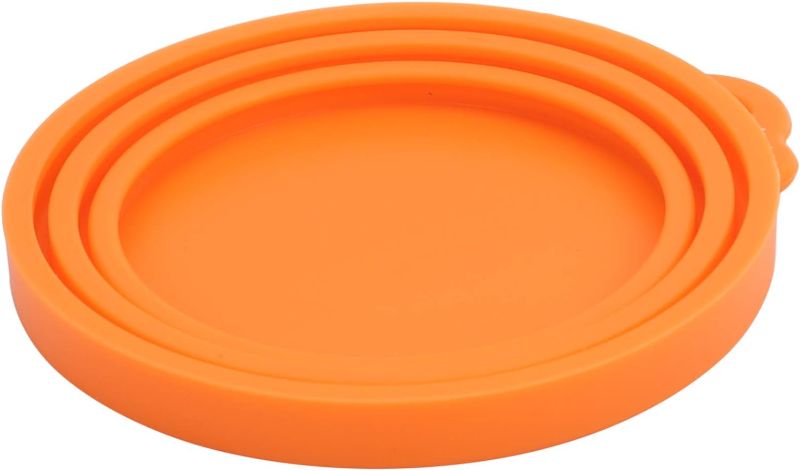 Photo 1 of lquuo Pet Food Can Lids,Silicone Can Covers for Canned Dog Cat Use,Orange

