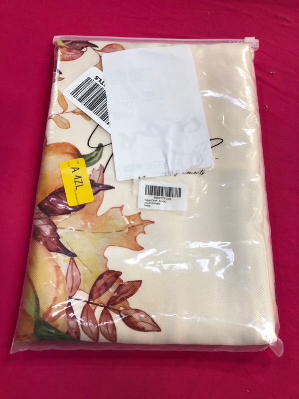 Photo 2 of YiHomer Brilliant Autumn Double Border Thanksgiving Tablecloth, Joy of Harvest Fall Pumpkin and Sunflower Cottage Print Easy Care Fabric Table Cloth, 52 x 70 Inch Rectangle
