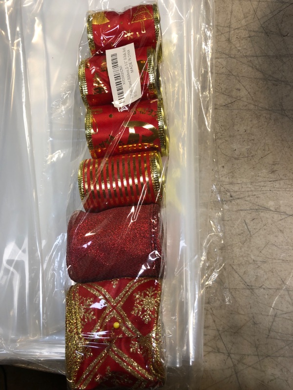 Photo 1 of 2.5" 6 PACK CHRISTMAS ROLL RIBBON DECOR SET