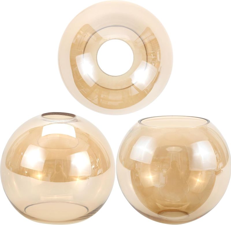 Photo 1 of 3 Pack Clear Amber Glass Lamp Shade Cover Replacement for Lighting Fixture 