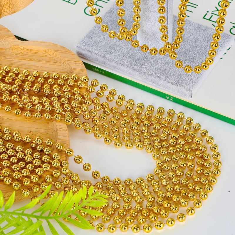 Photo 1 of Bead Necklace, Gold Mardi Gras Beads Mardi Gras Decorations Parade Throws Beads Bulk for Pirate Wedding Birthday Christmas Party Favors Supplies